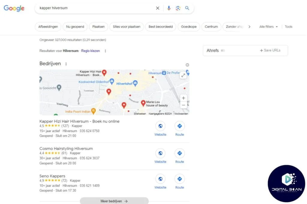 screenshot zoekopdracht met lokale zoekintentie